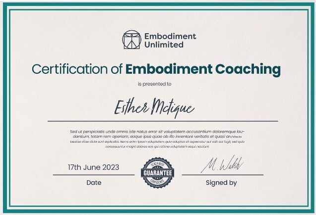 certification of embodiment coaching certificate example